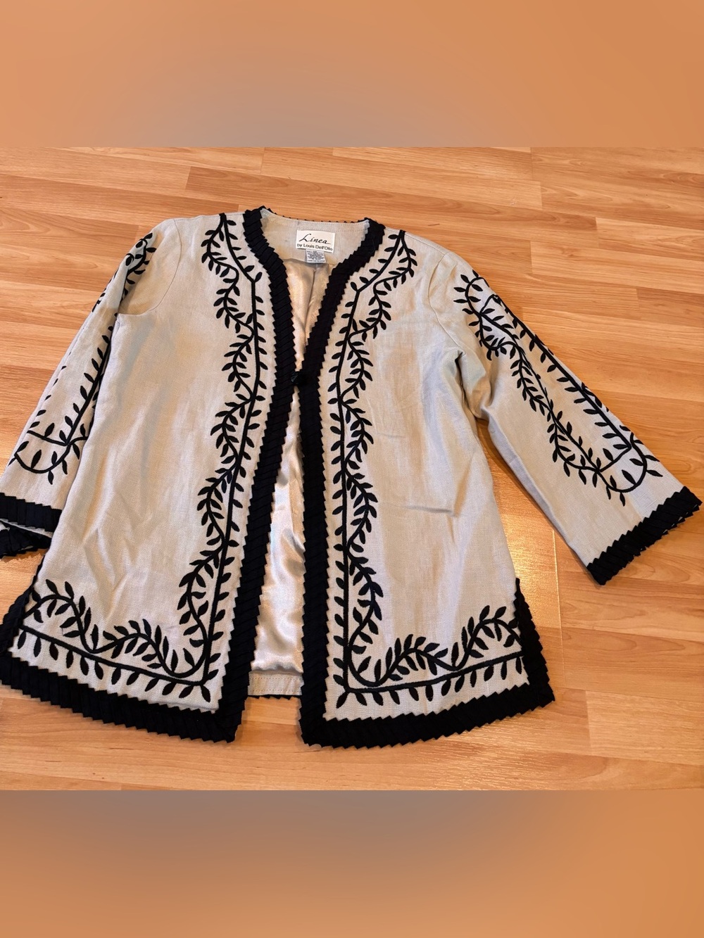 Linea by Louis Dell'Olio Cream Embroidered Linen Jacket